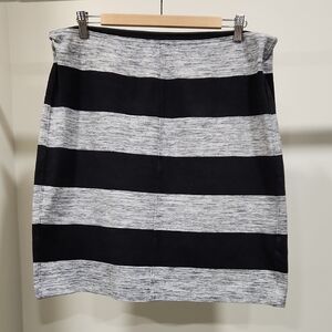 Joe Fresh Black and Heather Gray Striped Pencil Skirt